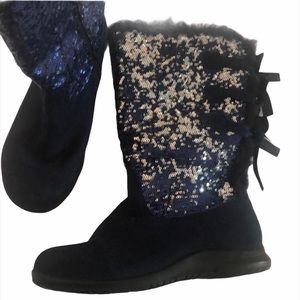 Joan Boyce Blue sequined boots size 8 1/2 W